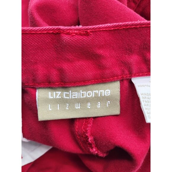 VTG LIZ CLAIBORINE LIZSPORT Women's SZ 12 Red Pleated Walking Shorts High Waist - Picture 6 of 7